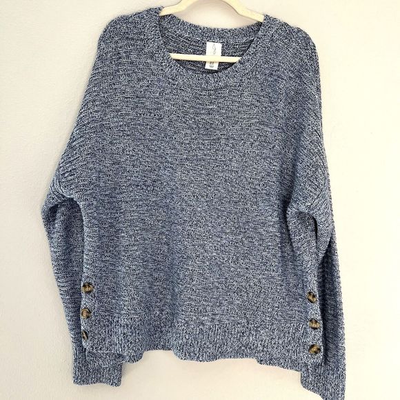 Joie Sweaters - Joie Sweater Womens Size XL Blue Knit Dolman Sleeve Pullover Side Button Hi Low